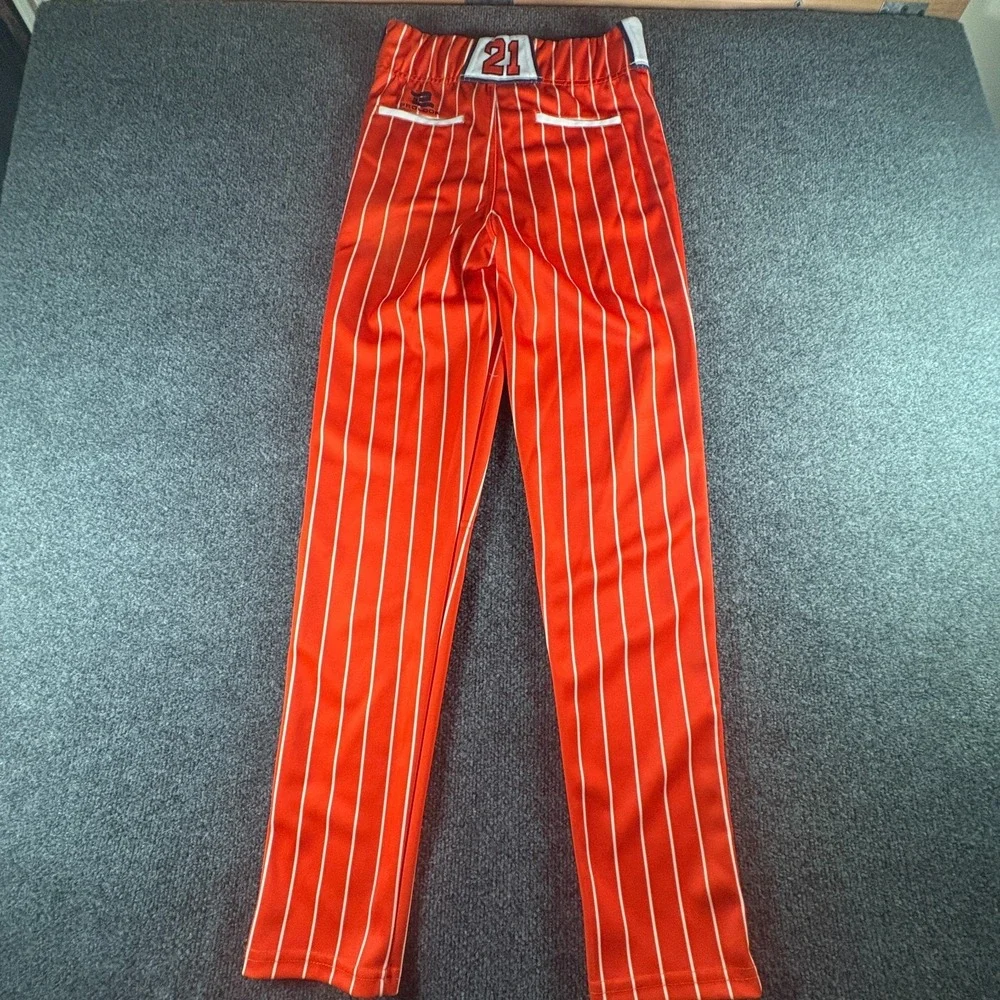 Prolook Five Cities Babe Ruth Baseball Pants Youth 26x29.5 Orange Pinstriped #21